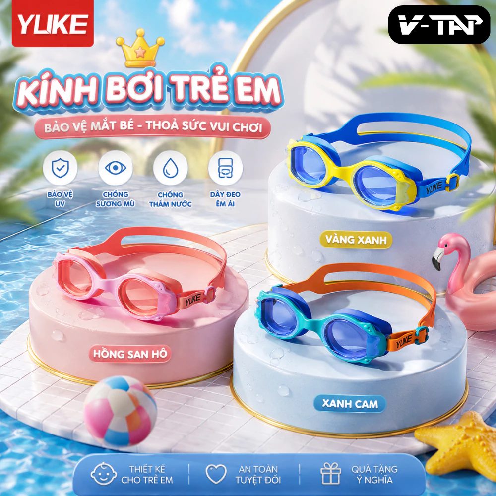 Kính bơi trẻ em dây nhỏ YUKE 7600, Nhập khẩu chính hãng, Chống mờ sương ( 1 đổi 1 trong 7 ngày)