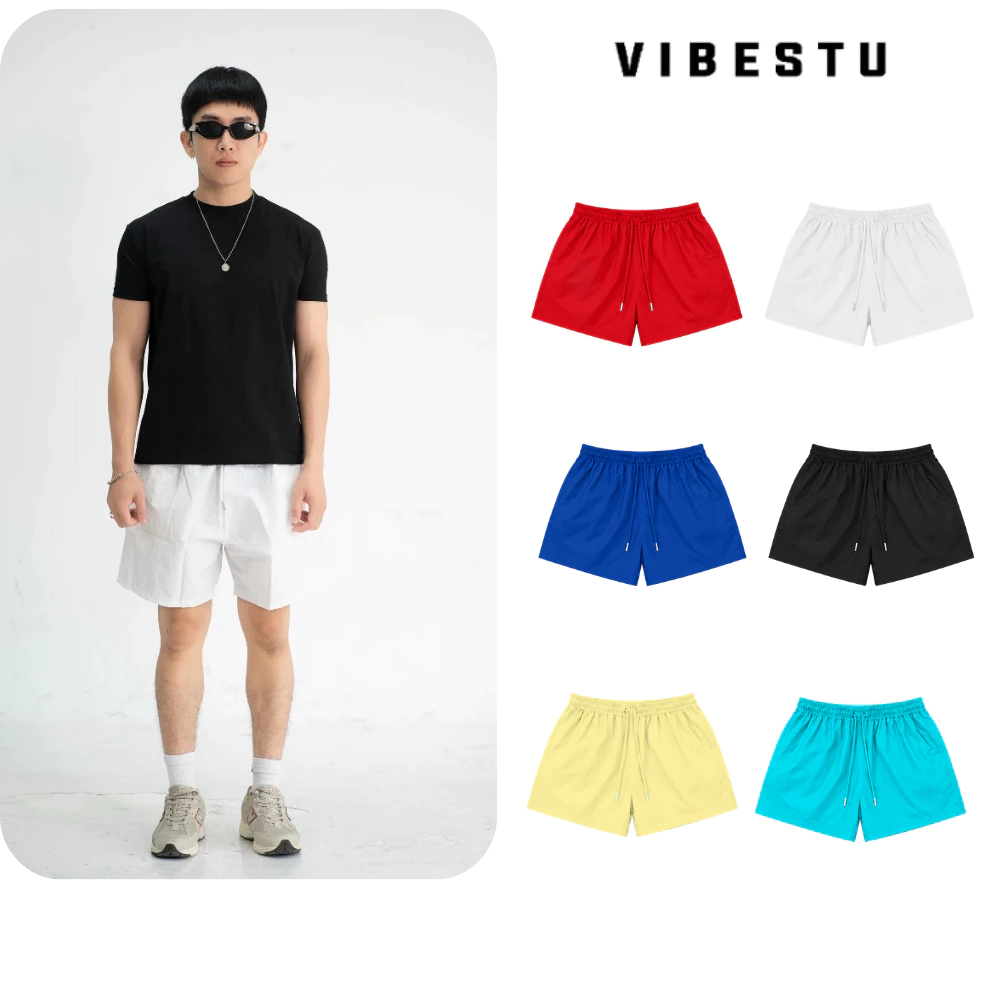 Quần Short Dù Nam Trơn Form Rộng Local Brand VIBESTU , Quần Short Nam Ngắn Form Unisex