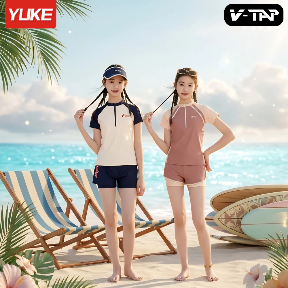 Bộ đồ bơi bé gái YUKE YY2376, Chất liệu co giãn - Nhập khẩu chính hãng