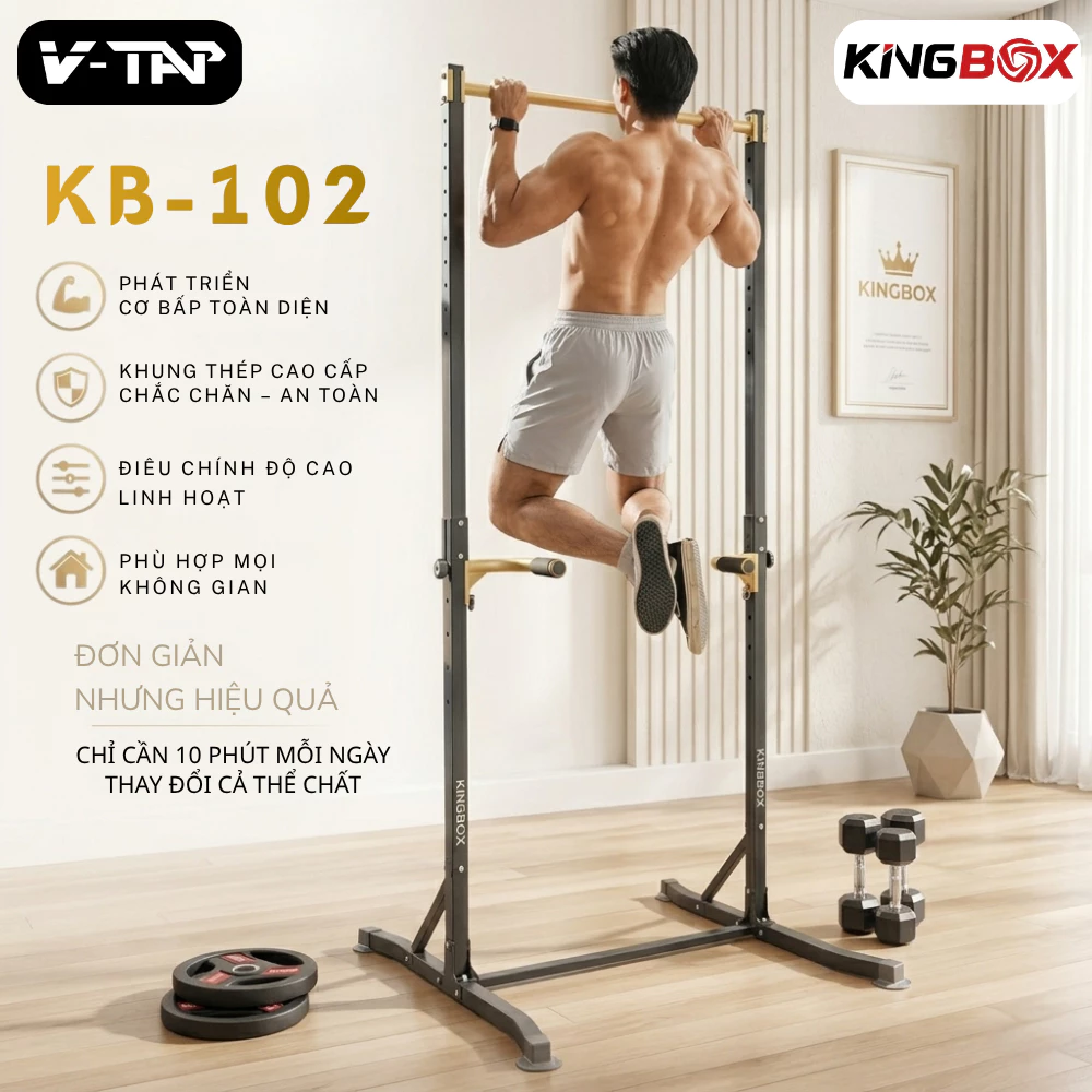 Khung xà đơn KINGBOX KB-102, Điều chỉnh chiều cao 150~213cm, Thép hộp 4*4cm dày 1.2mm - 14,5kg