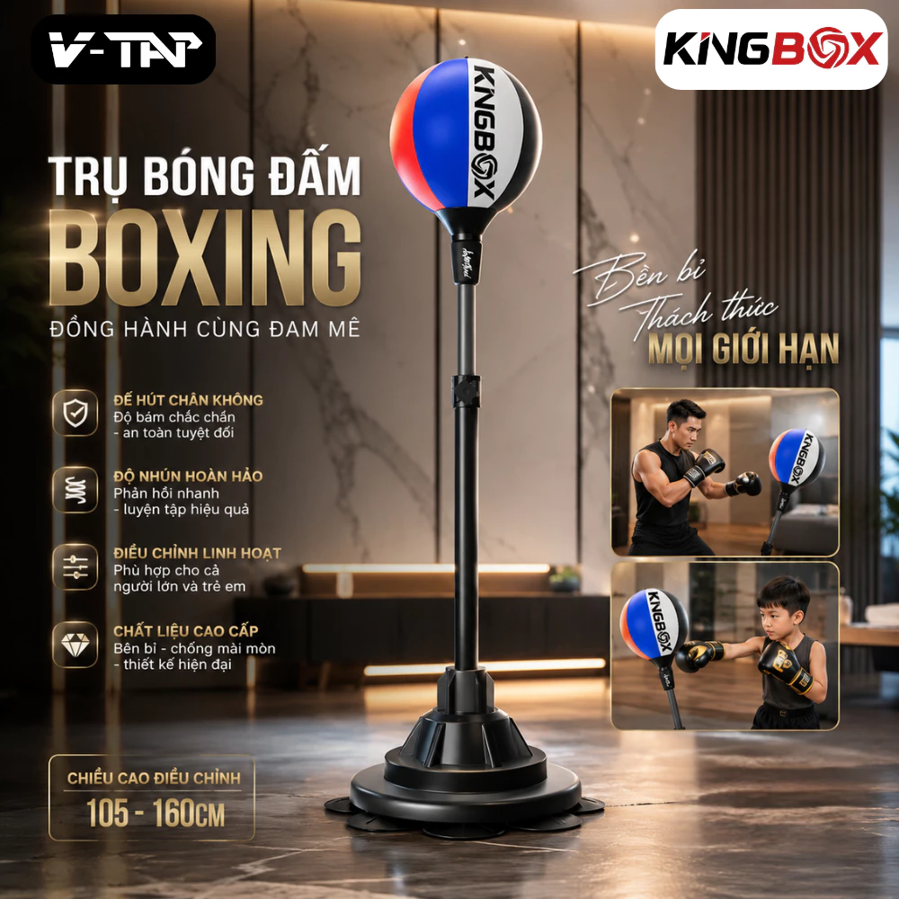 Trụ đấm phản xạ tập boxing tại nhà, Trụ bóng Boxing điều chỉnh được độ cao