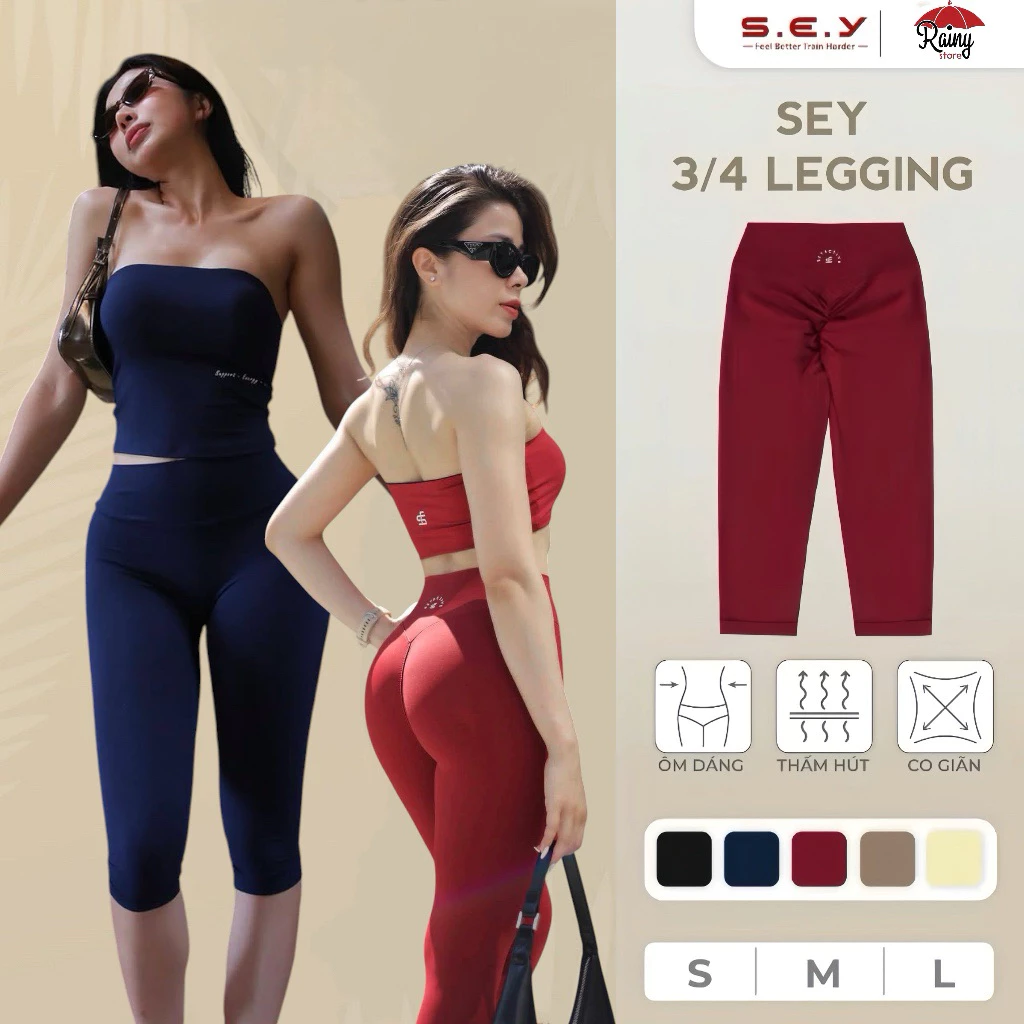 [ CHÍNH HÃNG ] Áo Quây Sey Bandeau V2/ Quần Tập Lửng Sey 3/4 Legging Tập Gym, Yoga Thun lạnh Cao Cấp-  Rainy Store