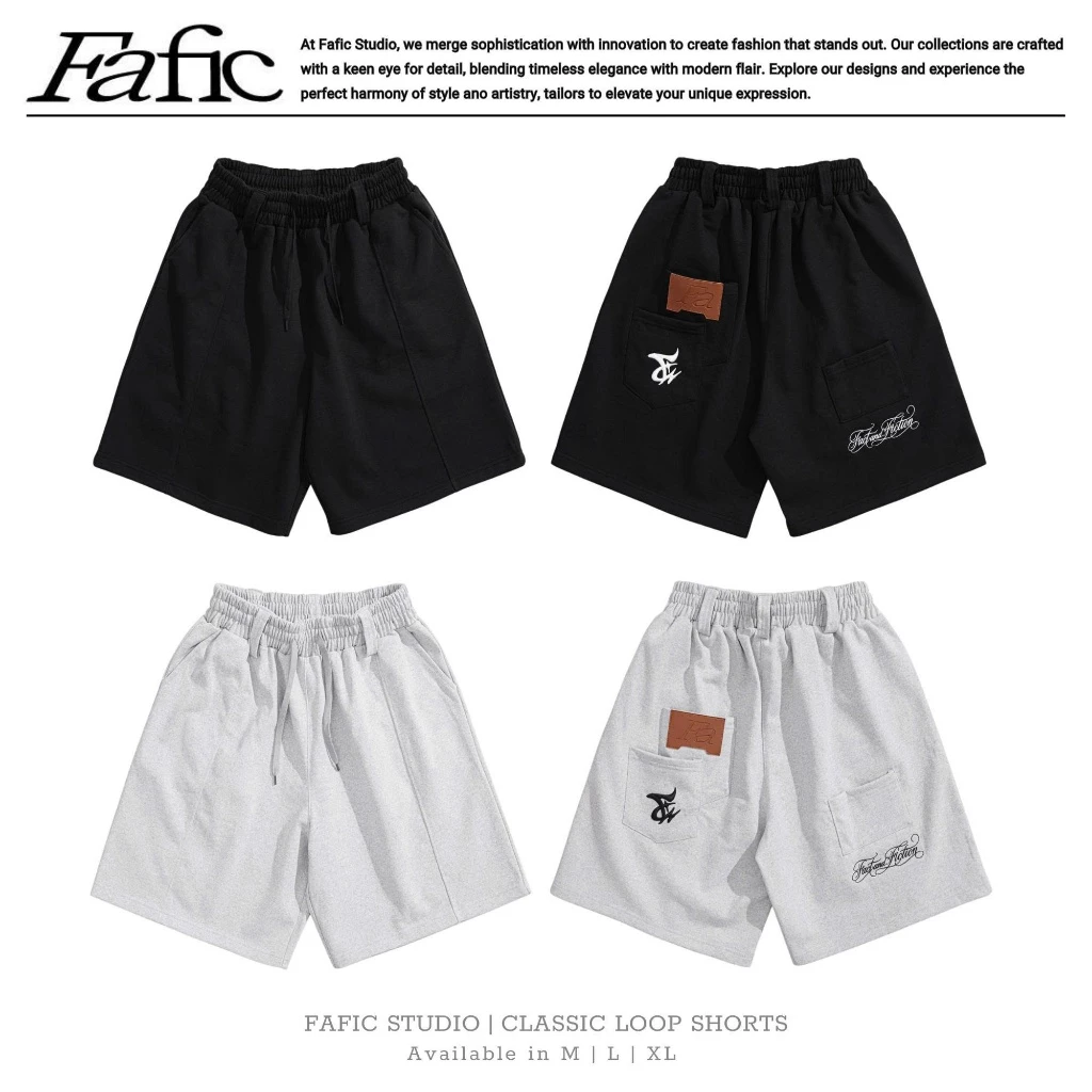 Quần Short Lửng FAFIC STUDIO Classic Loop Nam Nữ Form Suông Thoáng Mát, Vải chân cua 420gsm, 6 túi kiểu mới