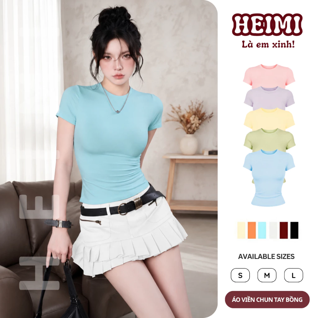 Áo thun trơn form ôm body chất cotton mịn co giãn HEIMI