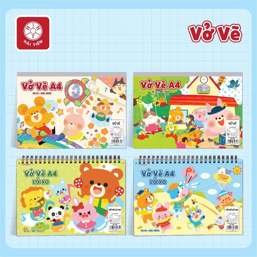 HẢI TIẾN Vở Vẽ A4 - Dán gáy và Gáy Lò xo