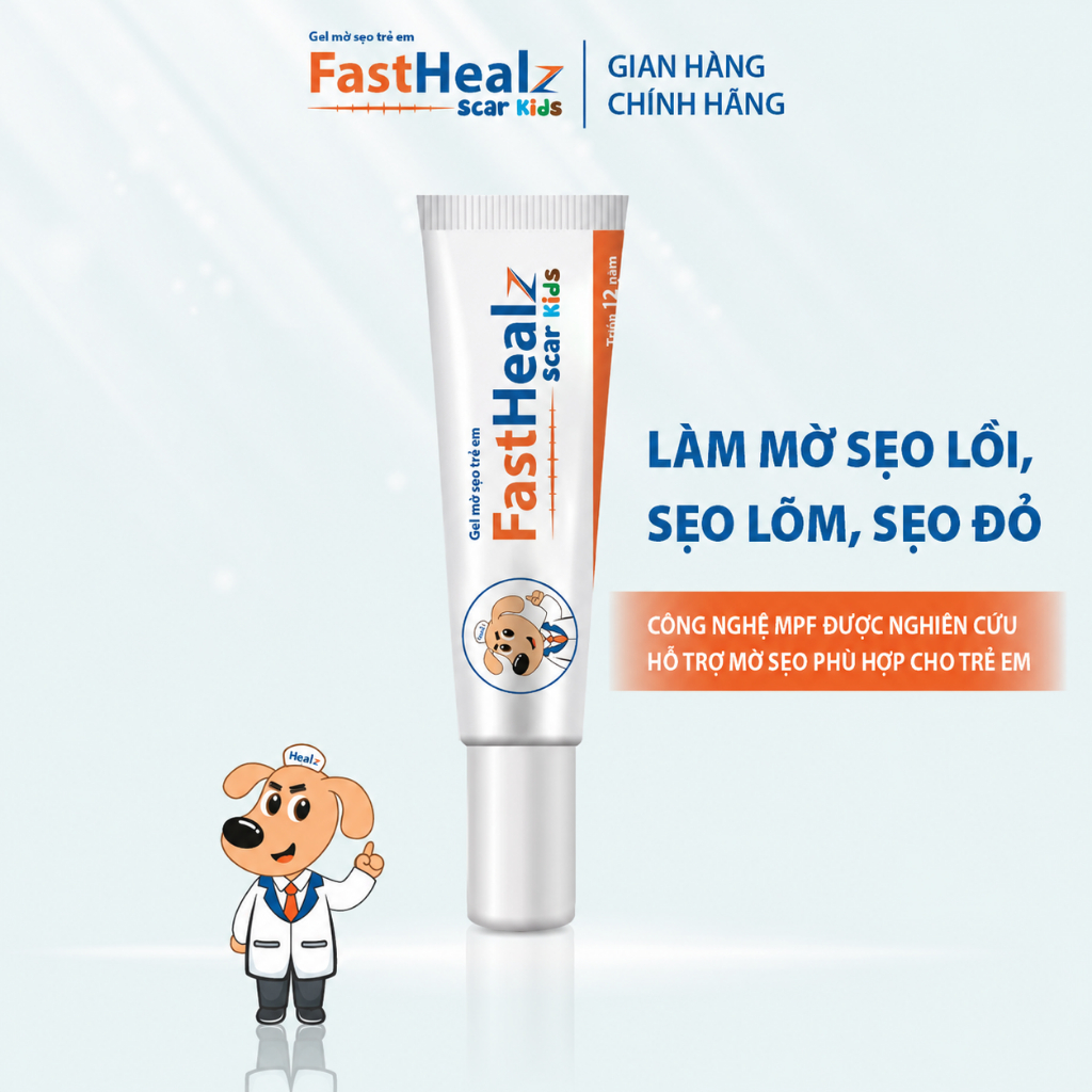 Gel mờ sẹo cho bé Fasthealz scar kids 12g - Hỗ trợ làm mờ sẹo thâm, sẹo lõm…