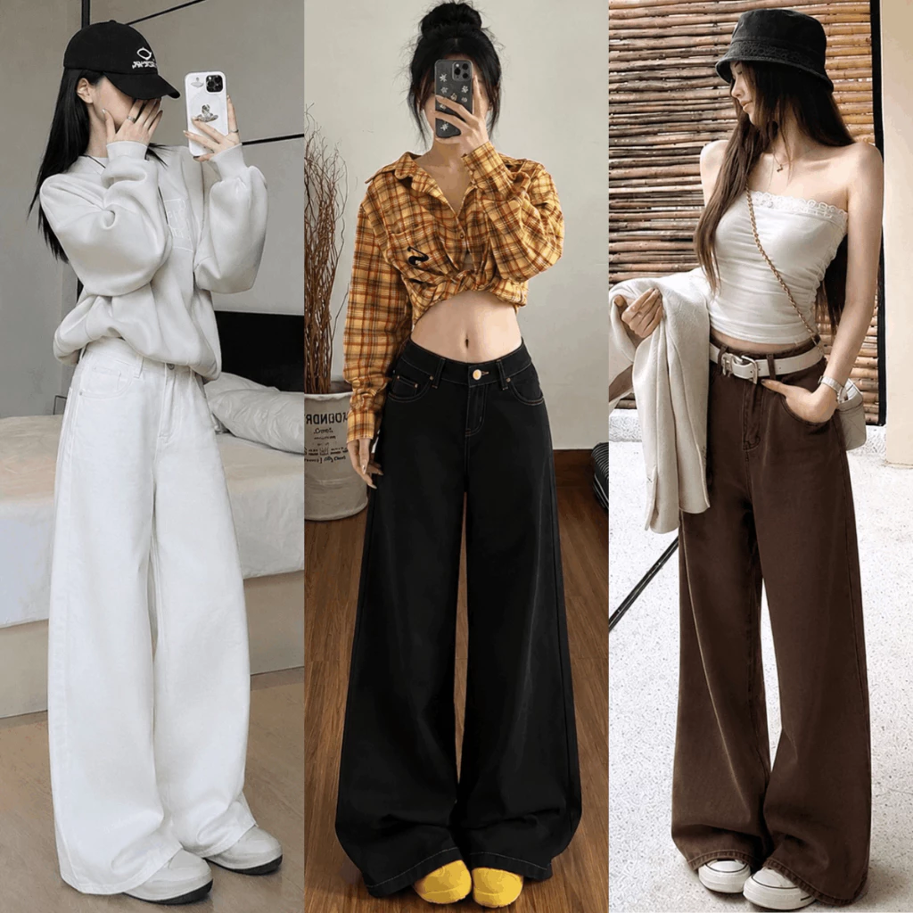 Quần Jean Nữ Lưng Cao Form Suông Rộng Dáng Dài Quần Suông Kaki Mềm Ôm Eo Nâng Mông Tôn Dáng BEU