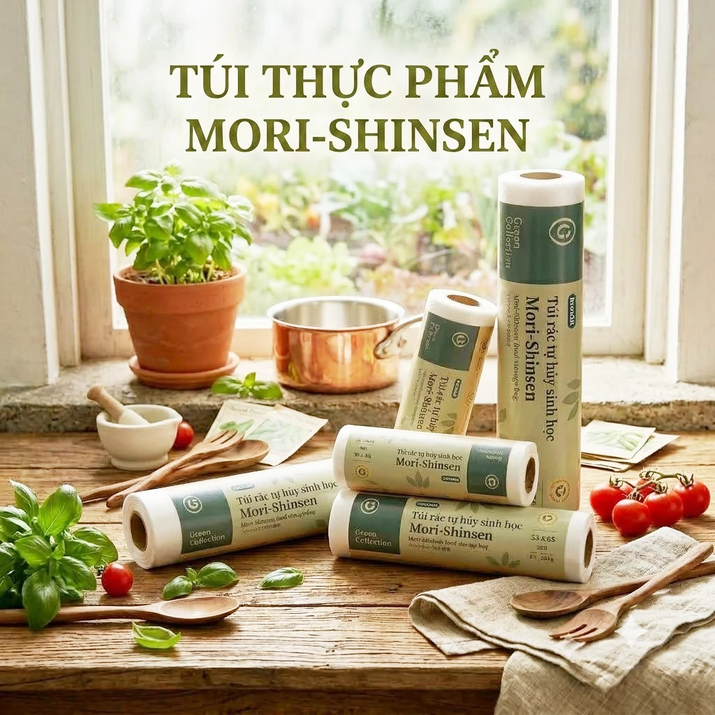 Túi đựng thực phẩm Inochi tự hủy sinh học Mori Shinsen tiêu chuẩn Nhật Bản An toàn từ -20°C đến 80°C