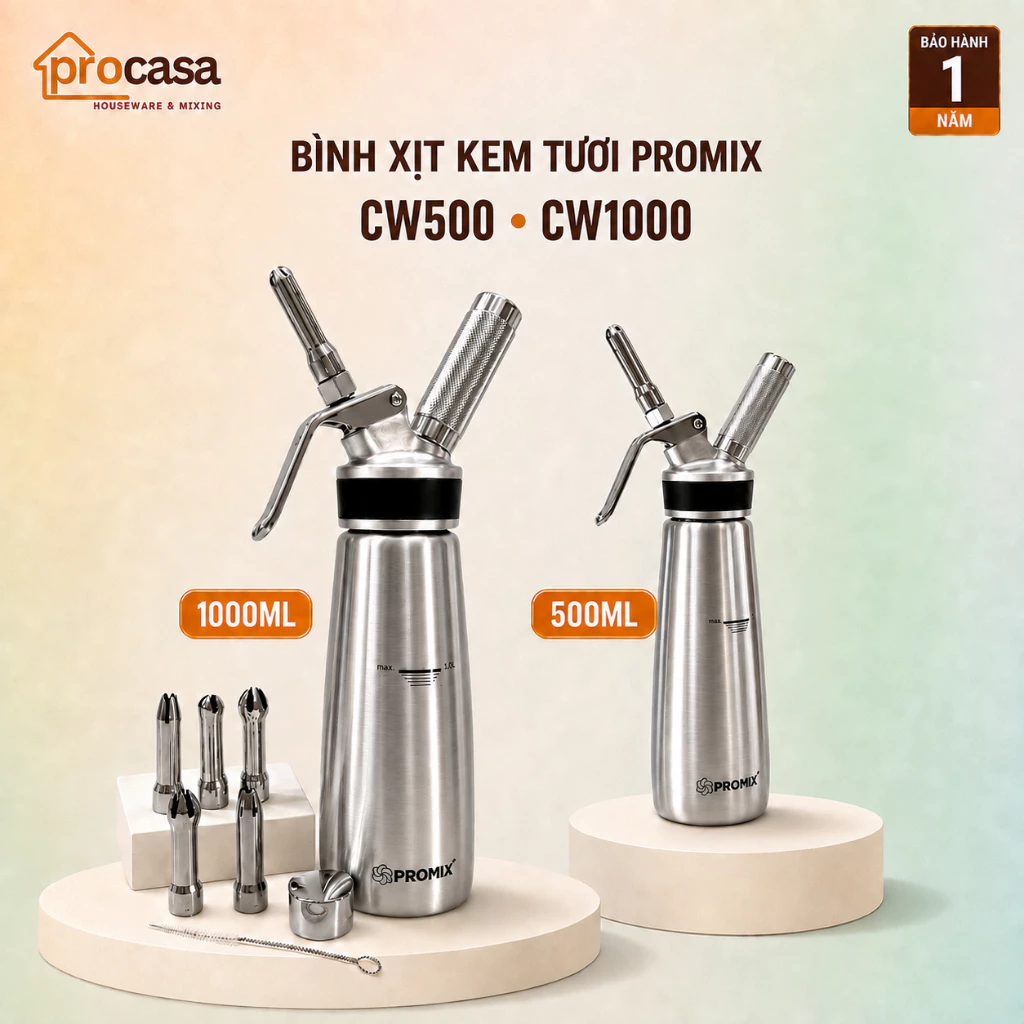 Bình xịt kem tưới Promix CW500 (500ml) - CW1000 (1 lít) - Kèm nhiều đầu xịt tạo kiểu