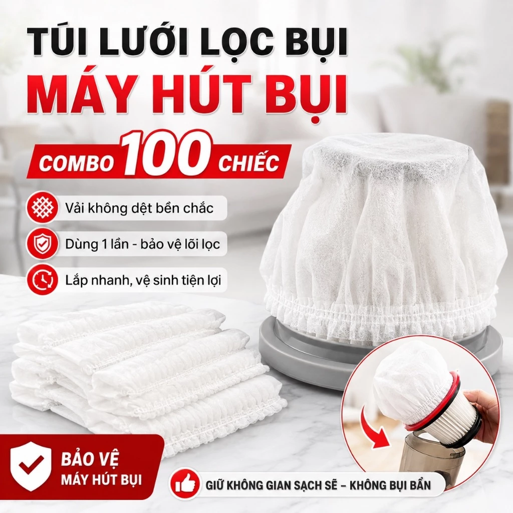 100 Túi Lưới Lọc Bụi Dùng Cho Máy Hút Bụi Chất Liệu Vải Không Dệt Bảo Quản Máy Hút Bụi Tiết Kiệm Thời Gian Vệ Sinh Máy