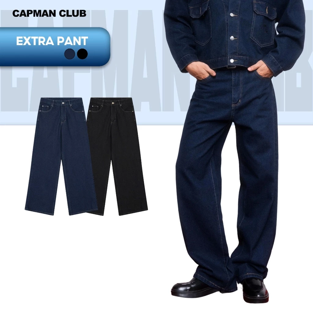 Quần dài jean nam EXTRA ống rộng CAPMAN CLUB, quần jean nam phom rộng trẻ trung - thoải mái