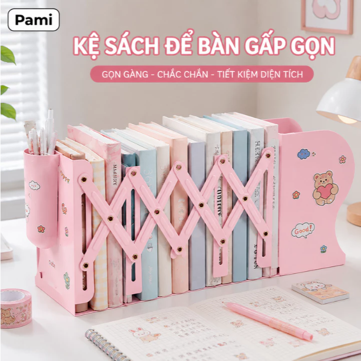Kệ Sách Để Bàn Gấp Gọn 3 Ngăn, Kệ Để Bàn Đa Năng Bằng Thép Chịu Lực, Giá Sách Để Bàn Tiết Kiệm Không Gian