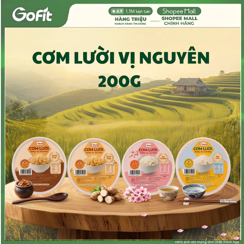 Cơm Lười Vị Nguyên 210g - Cơm Ăn Liền Đóng Hộp 4 Loại Dinh Dưỡng, Dẻo Thơm, Tiện Lợi