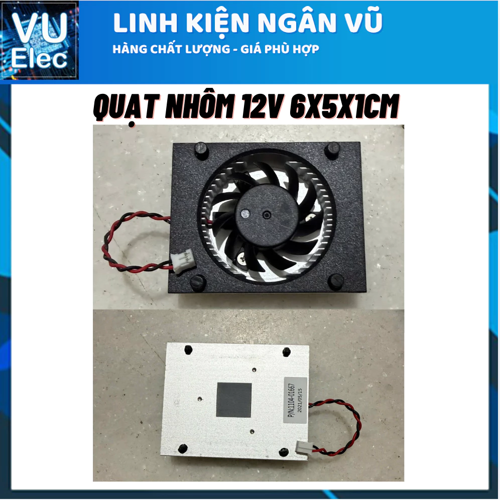 Quạt tản nhiệt 12V đế nhôm cho củ sạc điện thoại, 2 dây KÈM ĐẾ NHÔM TẢN NHIỆT chính hãng