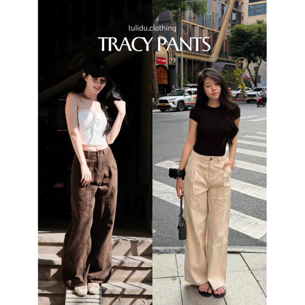 Tulidu - Tracy Pants | Quần Suông Nữ Cạp Liền May Gân Thẳng Vải Không Giãn Chất Dày Mịn