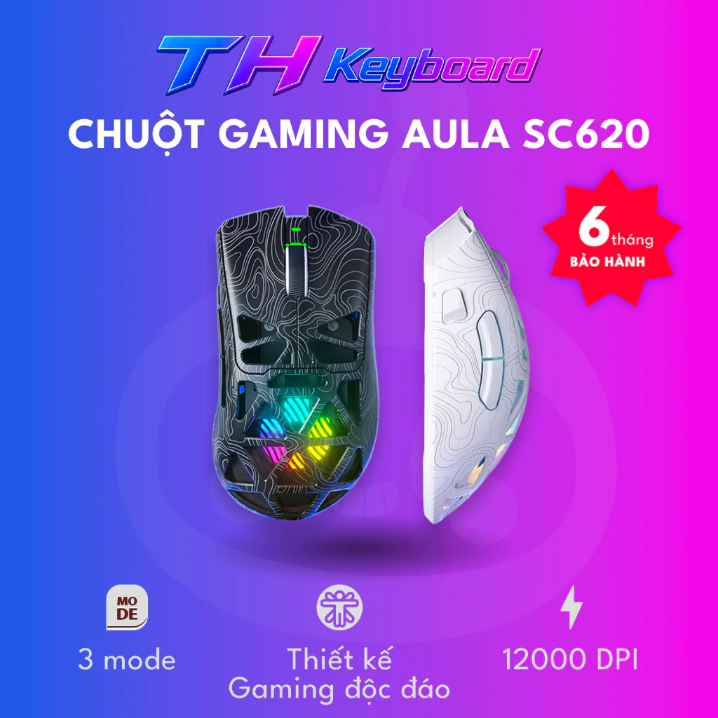 Chuột Không Dây Gaming Aula SC620 Chuột Gaming RGB Case Wooting Chuột Lightweight THKeyboard