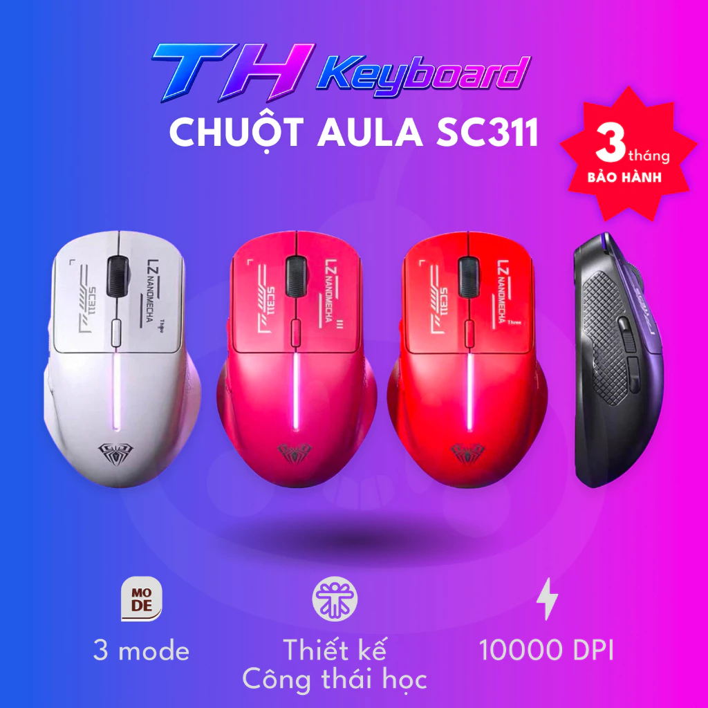 Chuột Không Dây Gaming Nhỏ Gọn Aula SC311 Có LED THKeyboard