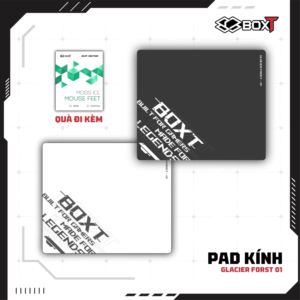[Tặng Feet] Lót Chuột Kính Cường Lực Boxt Glacier Frost - Pad Chuột Thủy Tinh Cao Cấp