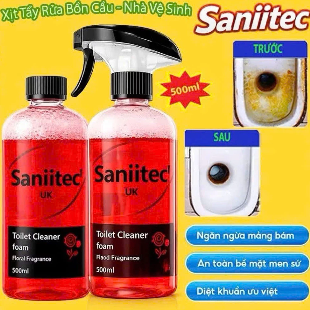 Chai Xịt Tẩy Rửa Bồn Cầu SANIITEC 500ml – Đánh Bay Ố Vàng, Cặn Bẩn, Khử Mùi Nhà Vệ Sinh - Shop Khánh Vy