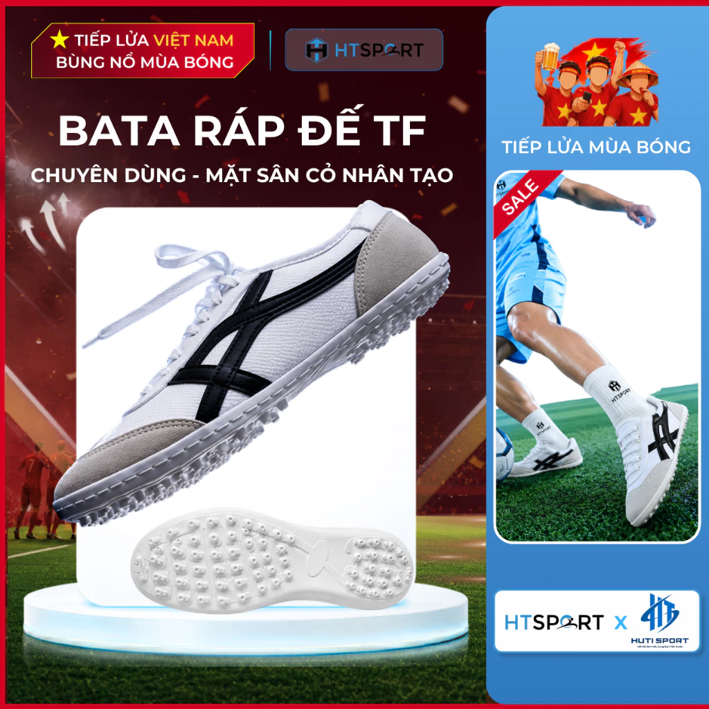 Giày Bata Vải Warrior Đá Bóng Đế Trắng TF, Khâu Full Đế Kèm Dây Chắc Chắn, Phù Hợp Sân Cỏ Nhân Tạo