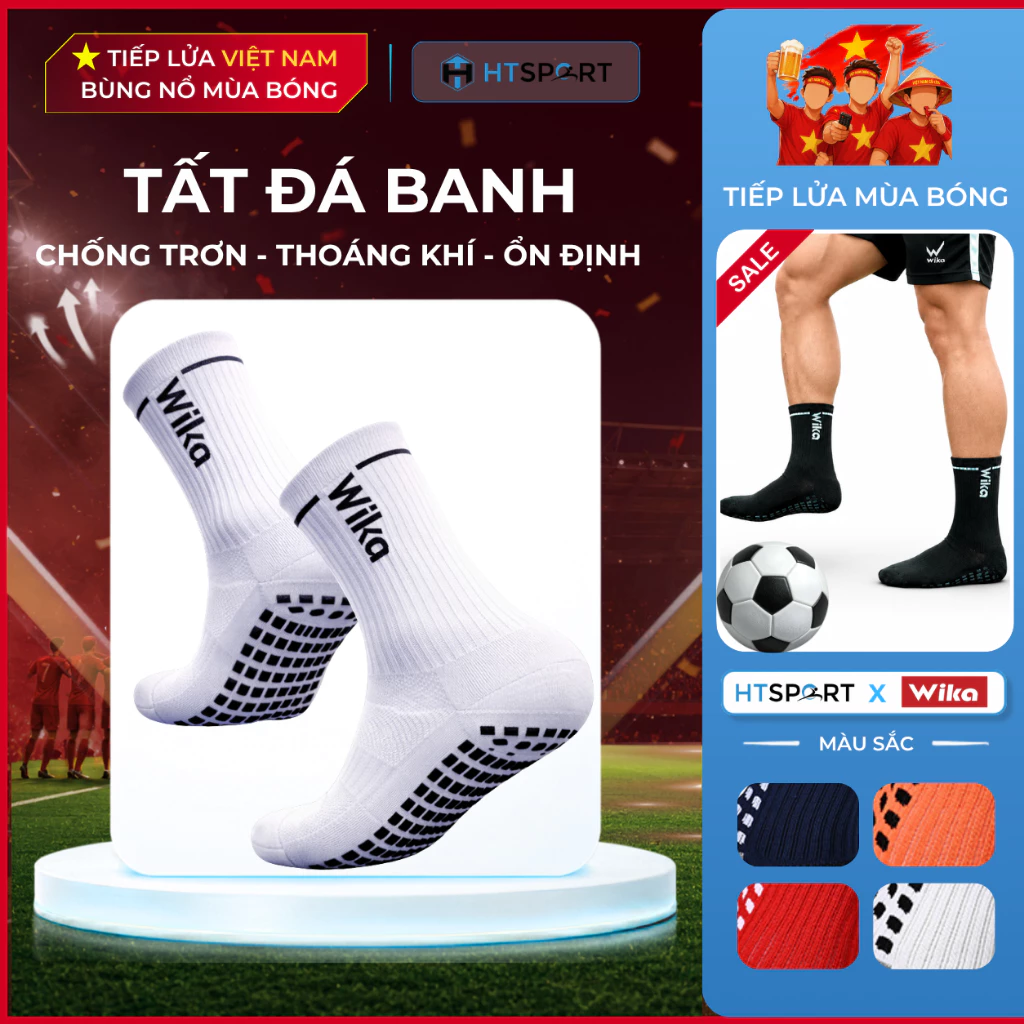 Vớ Đá Bóng Chống Trượt Chính Hãng Wika, Tất Ngắn Đệm Cao Su Chống Trơn Thể Thao Đá Banh Sân Cỏ