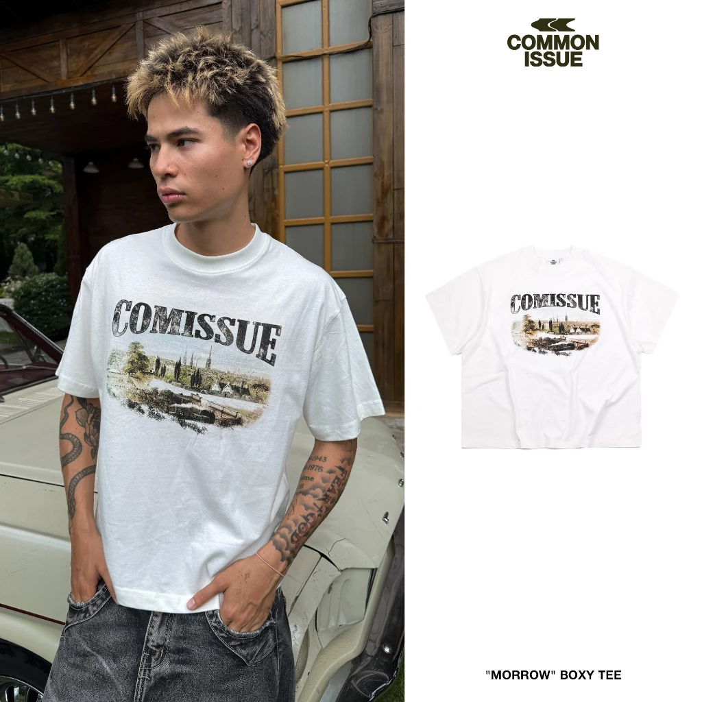 Áo Thun Form Boxy "MORROW” Chất Vải Cotton Premium 2 Chiều 240gsm Unisex Nam Nữ | Common Issue