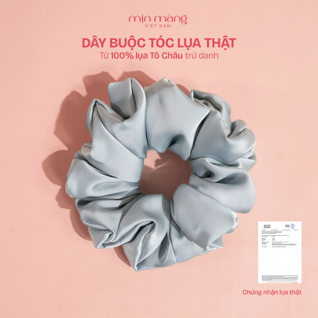 Scrunchies Dây Buộc Tóc Lụa Thật 100% Có Kiểm Định Size To Phồng MỊN MÀNG VIỆT NAM Giảm Gãy Rụng