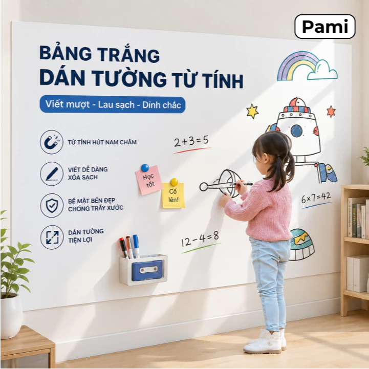 Bảng Trắng Dán Tường Pami Không Dùng Keo, Bảng Học Tập, Họp Văn Phòng, Không Hại Tường, Dễ Di Chuyển