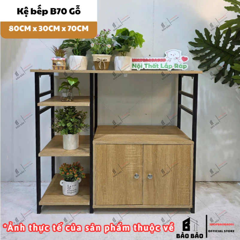 Kệ lò vi sóng nhà bếp có ngăn tủ. khung sắt sơn tĩnh điện , mặt gỗ MDF B70