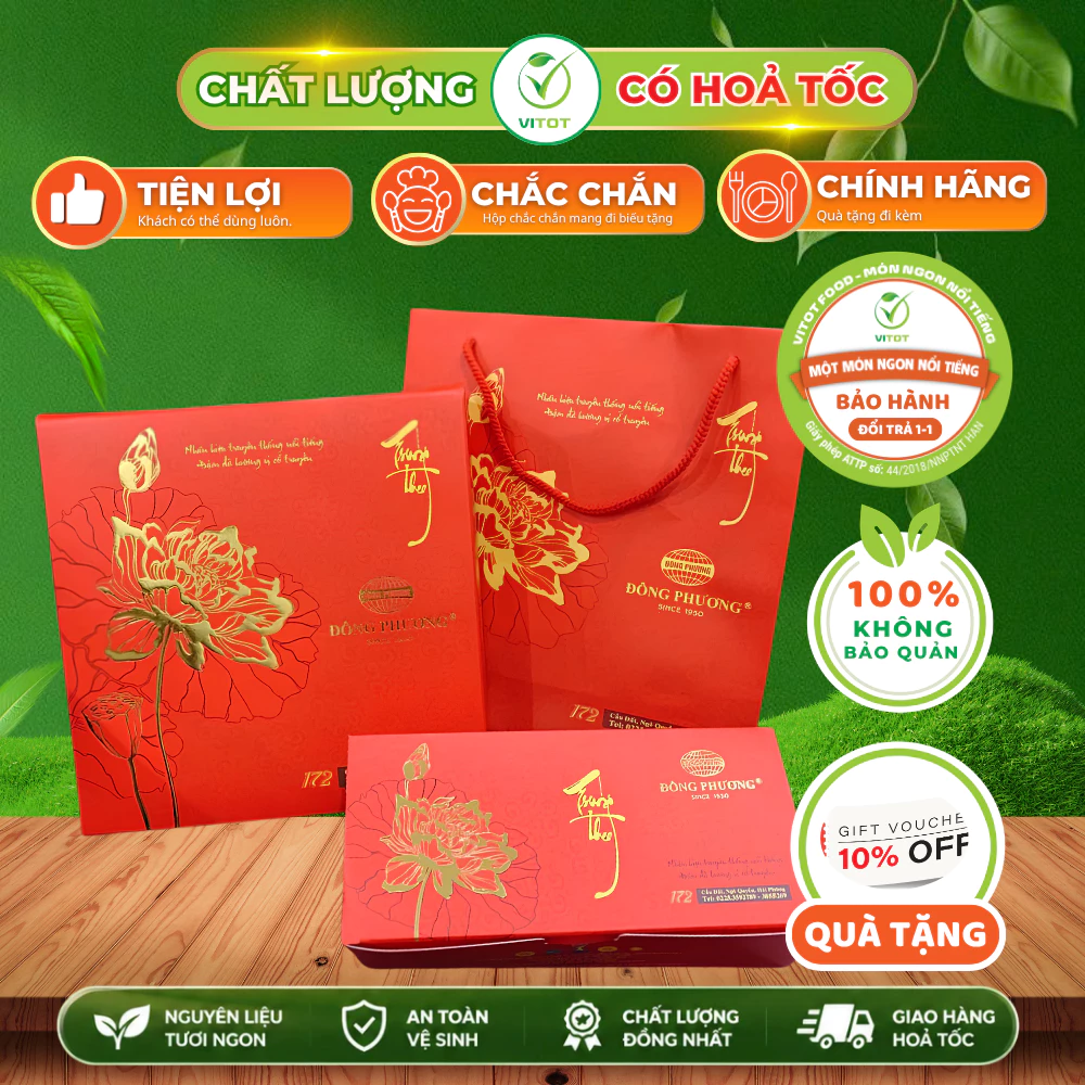 [QUÀ TẶNG] Vỏ Hộp Bánh Trung Thu Đông Phương VITOT Chuẩn Hài Phòng - Chưa Gập Sẵn