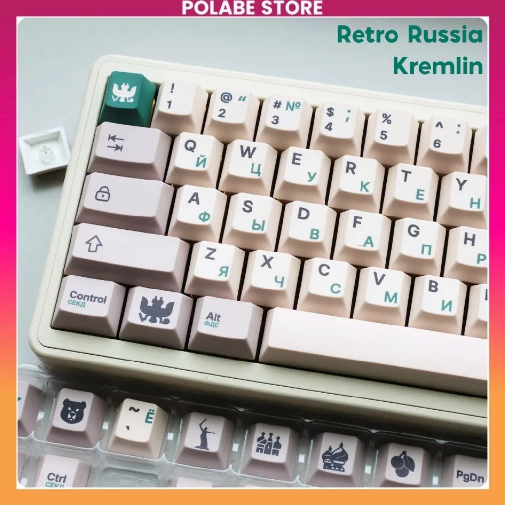 Keycap Russia Kremlin Retro by Mitoby - Cherry Profile PBT Dyesub Keycap Bàn Phím Cơ 60 65 75 TKL - Polabe