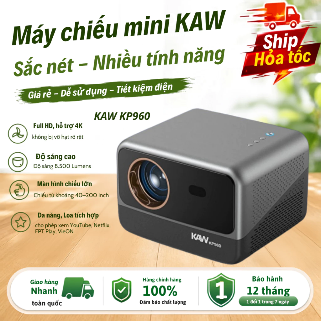 Máy chiếu phim KAW K960 Với độ phân giải cực cao, siêu nét - Hàng chính hãng bảo hành 12 tháng