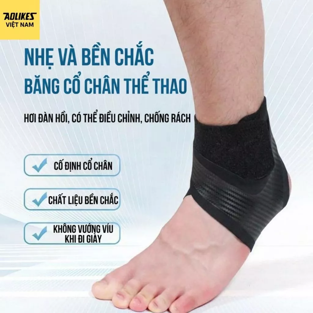 Băng Quấn Cổ Chân AOLIKES 7130 Chính Hãng – Đai Bảo Vệ Mắt Cá Chân Chống Lật Cổ Chân Hỗ Trợ Chạy Bộ, Bóng Đá, Gym