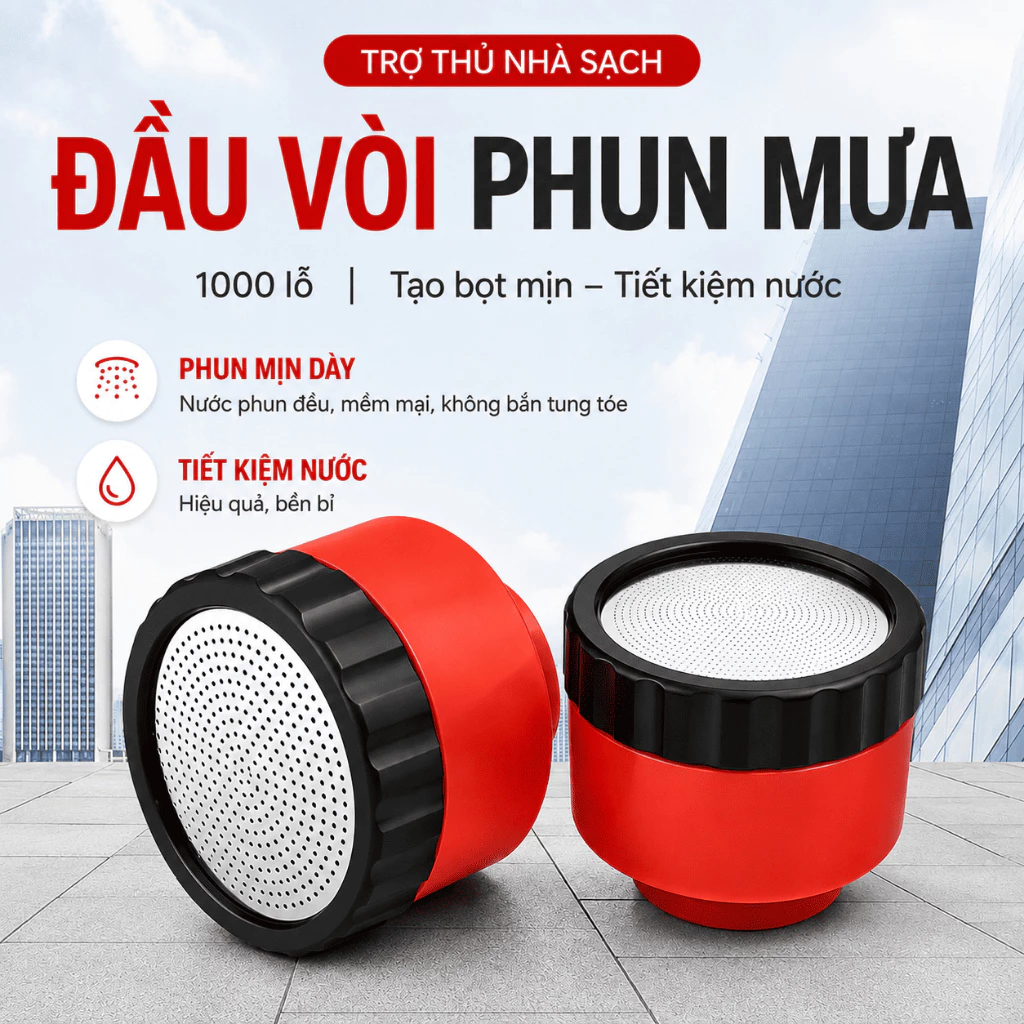 Đầu Vòi Sen 1000 Lỗ Tia Mịn Nhỏ Gọn – Phun Rộng Êm Dịu, Tiết Kiệm Nước Hiệu Quả Cho Mọi Gia Đình