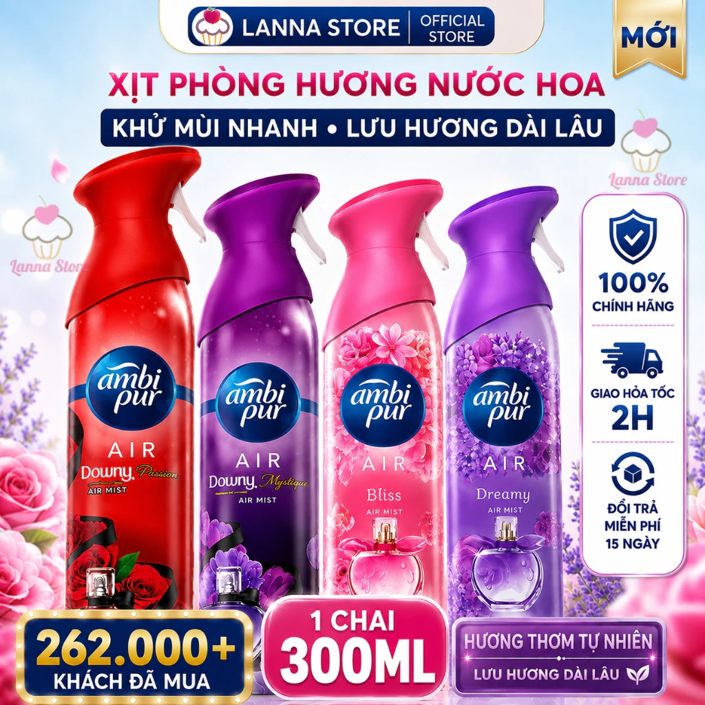 【CHÍNH HÃNG + ĐỦ MÙI】Xịt Phòng Khử Mùi AMBI PUR Hương Nước Hoa 275ml | thơm lâu, hương nước hoa - Mỹ