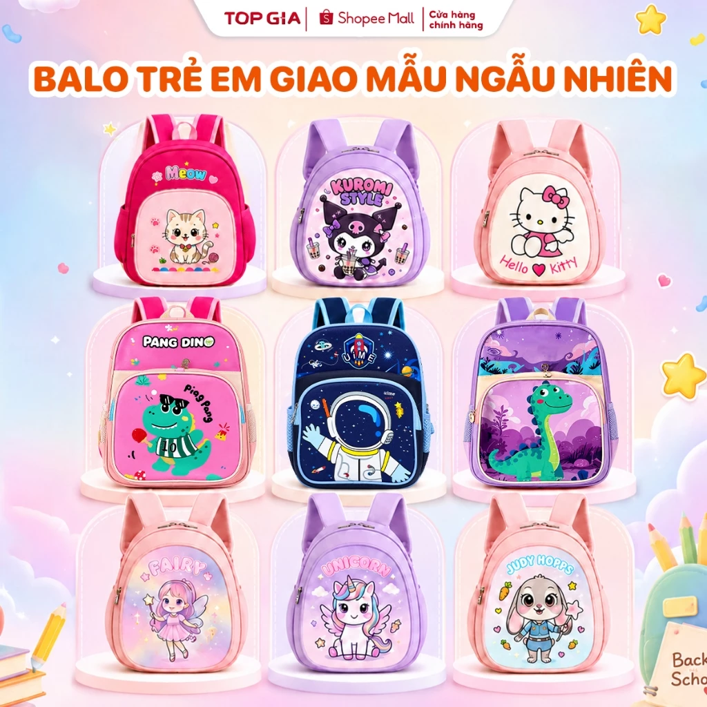 [QUÀ TẶNG] Balo Trẻ Em TopGia Cho Bé Trai Bé Gái Đi Học, Hoạt Hình Dễ Thương