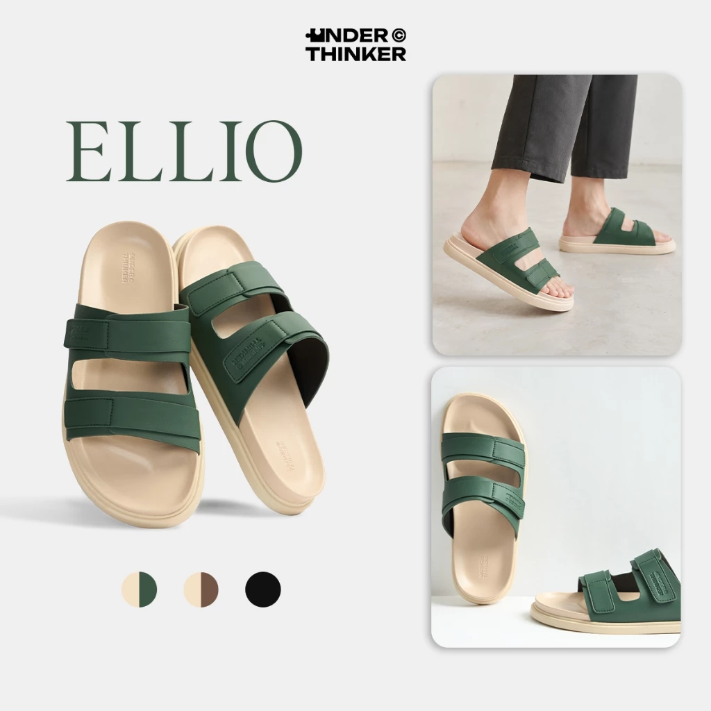 Dép Nam Quai Ngang Da Microfiber ELLIO Đế Bằng Chống Trượt Thời Trang Đi Học Đi Chơi | UNDERTHINKER đang được đối chiếu cho người mua tại Việt Nam