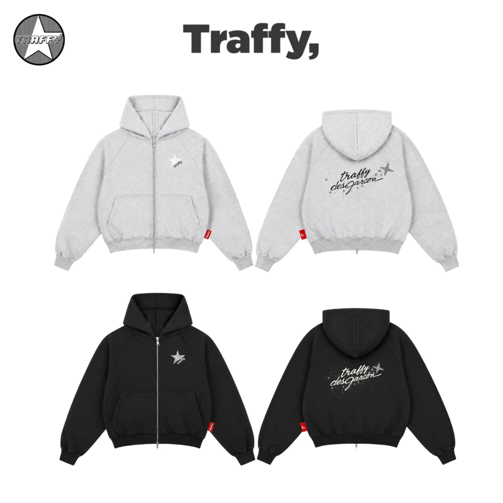 [MỞ BÁN] Áo Khoác Hoodie Zip TRAFFY "STARLIGHT" Đính Đá Phản Quang Vải Nỉ Chân Cua Form REGULAR Unisex