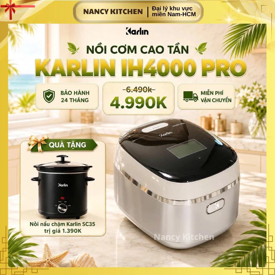[Chính hãng] Nồi cơm điện cao tầng Karlin IH4000 Pro,25 chức năng,bảo hành 24 tháng,tặng xửng inox