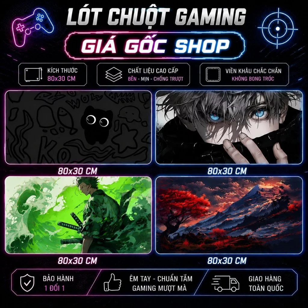 Lót chuột 80x30cm 2mm pad gaming cỡ lớn speed bo viền chắc chắn bảo hành 12 tháng - Hàng nhập khẩu
