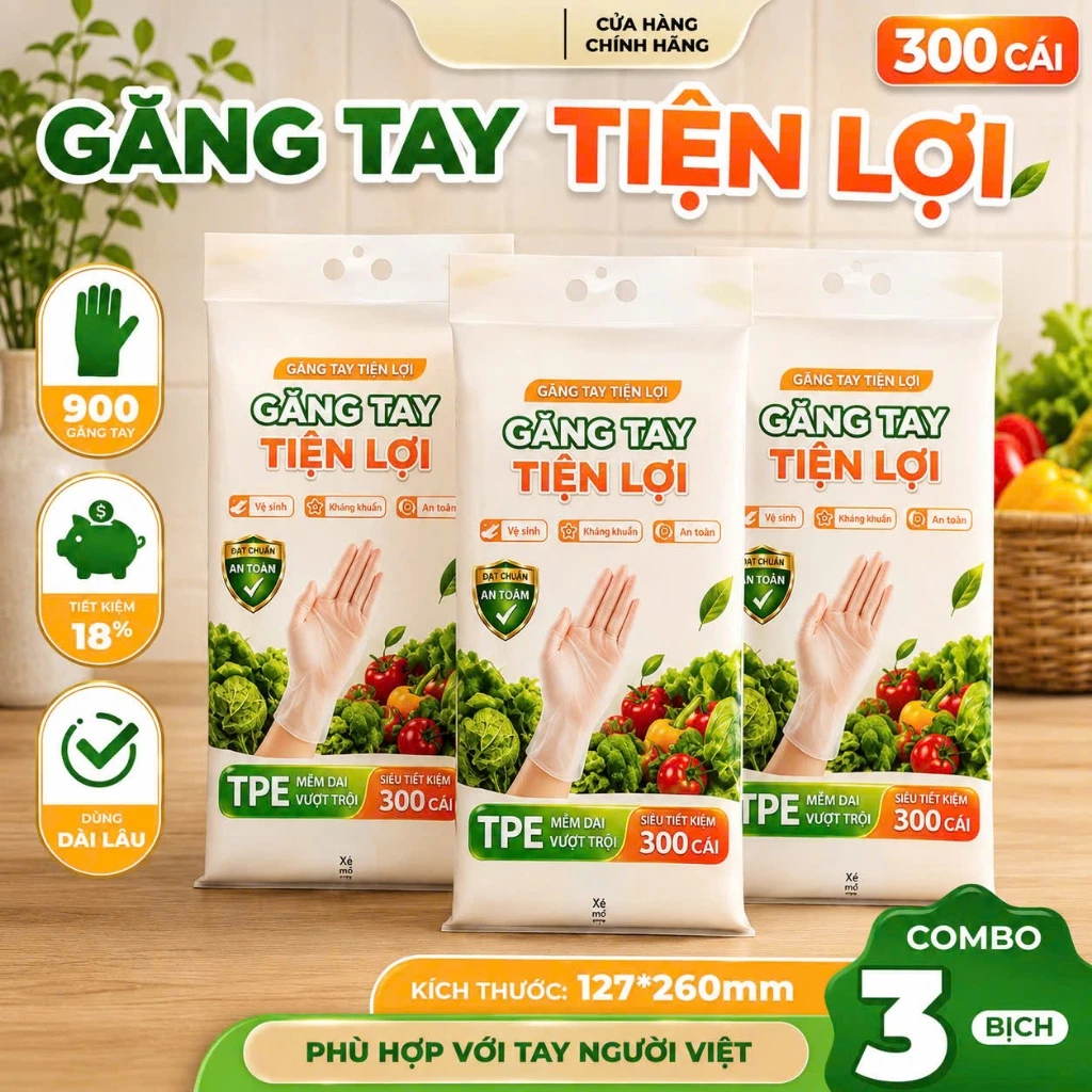 Găng tay đa dụng TPE Cao Cấp 300 Cái / Bịch - treo tường dạng rút, tặng kèm móc treo siêu tiết kiệm kích thước phù hợp