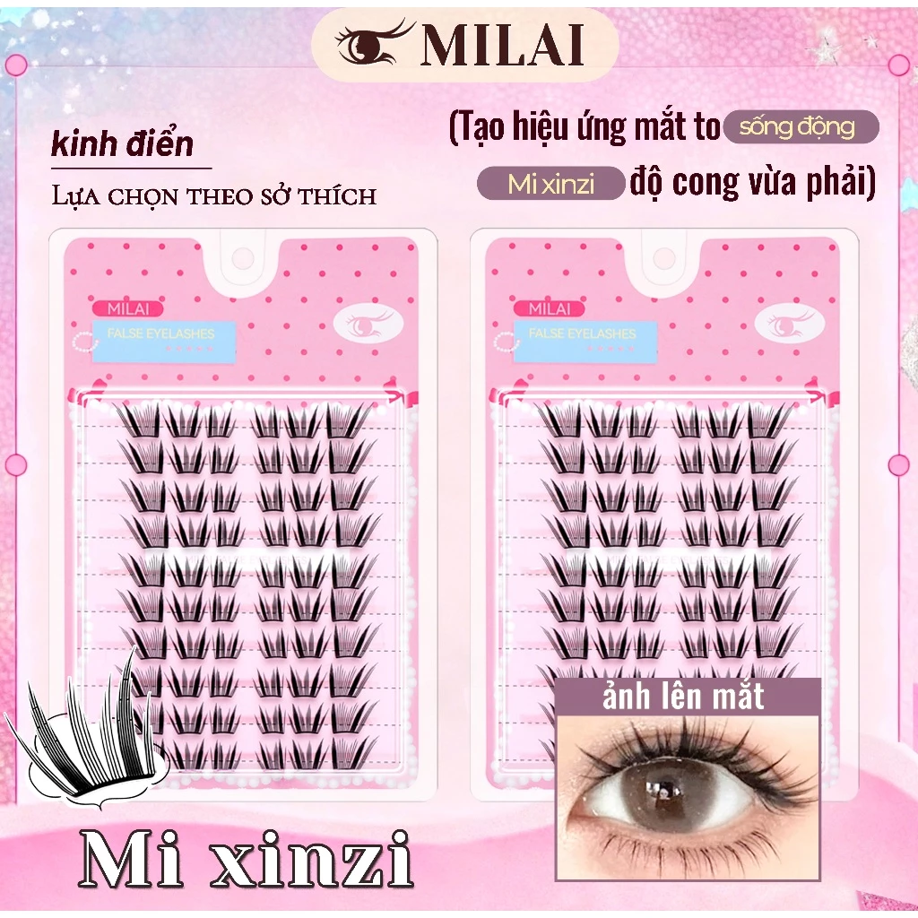 Mi giả không sẵn keo MILAI mã V61 (cần dùng tuýp keo dán mi riêng khi sử dụng)