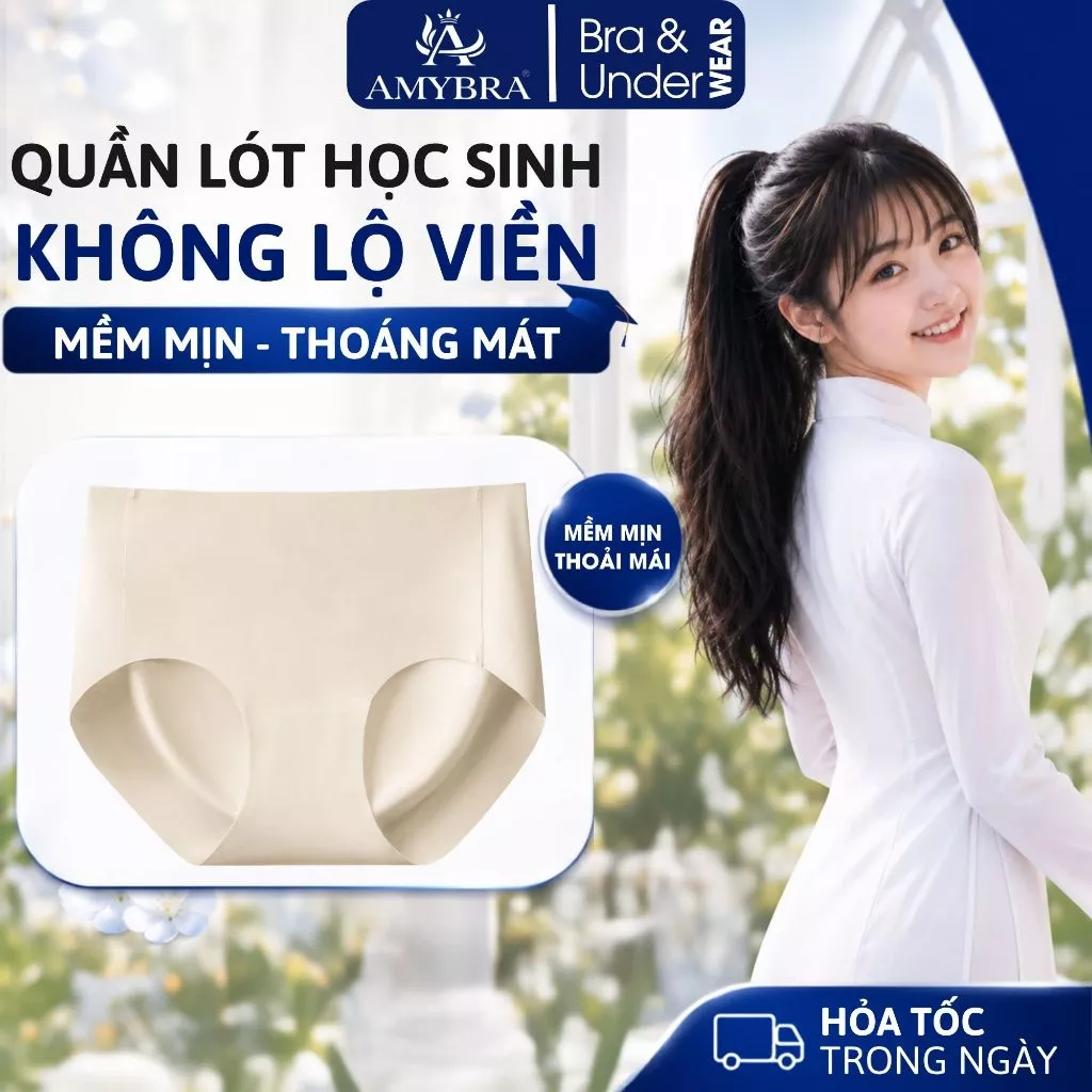 Quần Lót Mặc Áo Dài Học Sinh Không Lộ Viền, Quần Lót Nữ Su Đúc Mềm Mịn Thoáng Khí AMYBRA L059