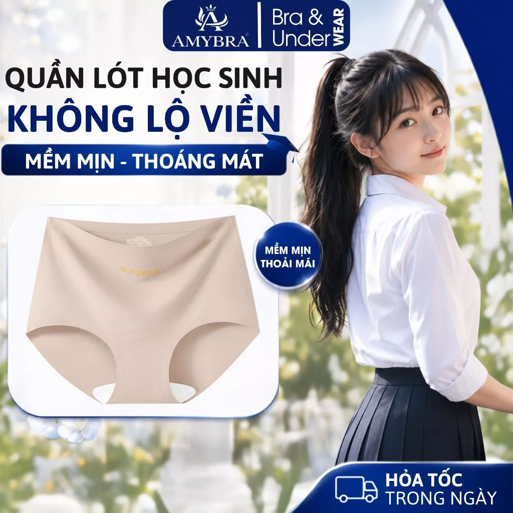 Quần Lót Học Sinh Nữ Không Lộ Viền, Quần Chip Nữ Su Đúc Màu Sắc Pastel Nữ Tính Đáng Yêu AMYBRA L057