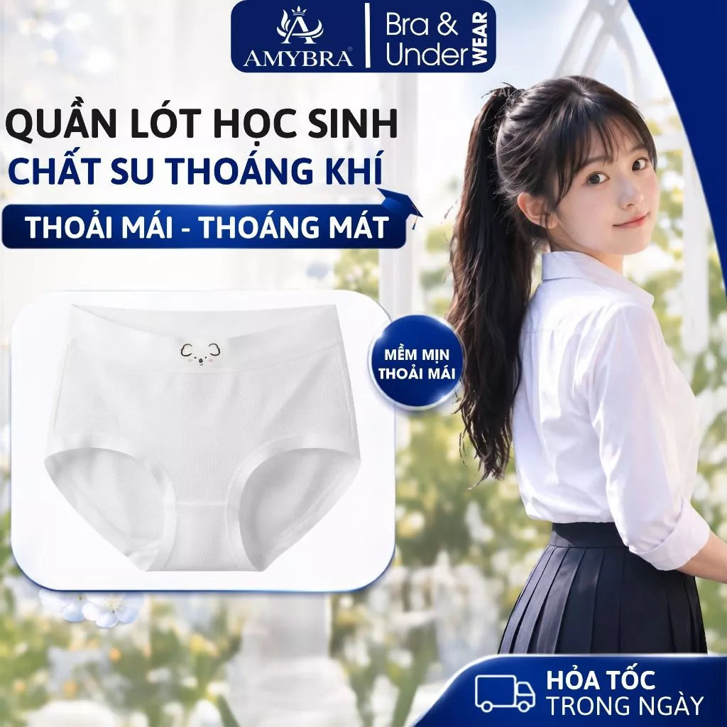 Quần Lót Học Sinh Nữ Họa Tiết Gấu KOALO Đáng Yêu, Quần Chip Nữ Thiết Kế Thoáng Mát AMYBRA L718