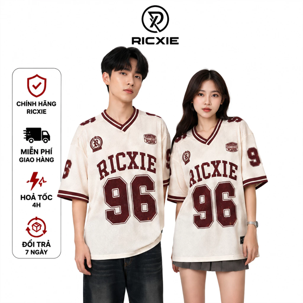 Áo Jersey Unisex RICXIE 96 Form Boxy Vải Lưới Thoáng Mát