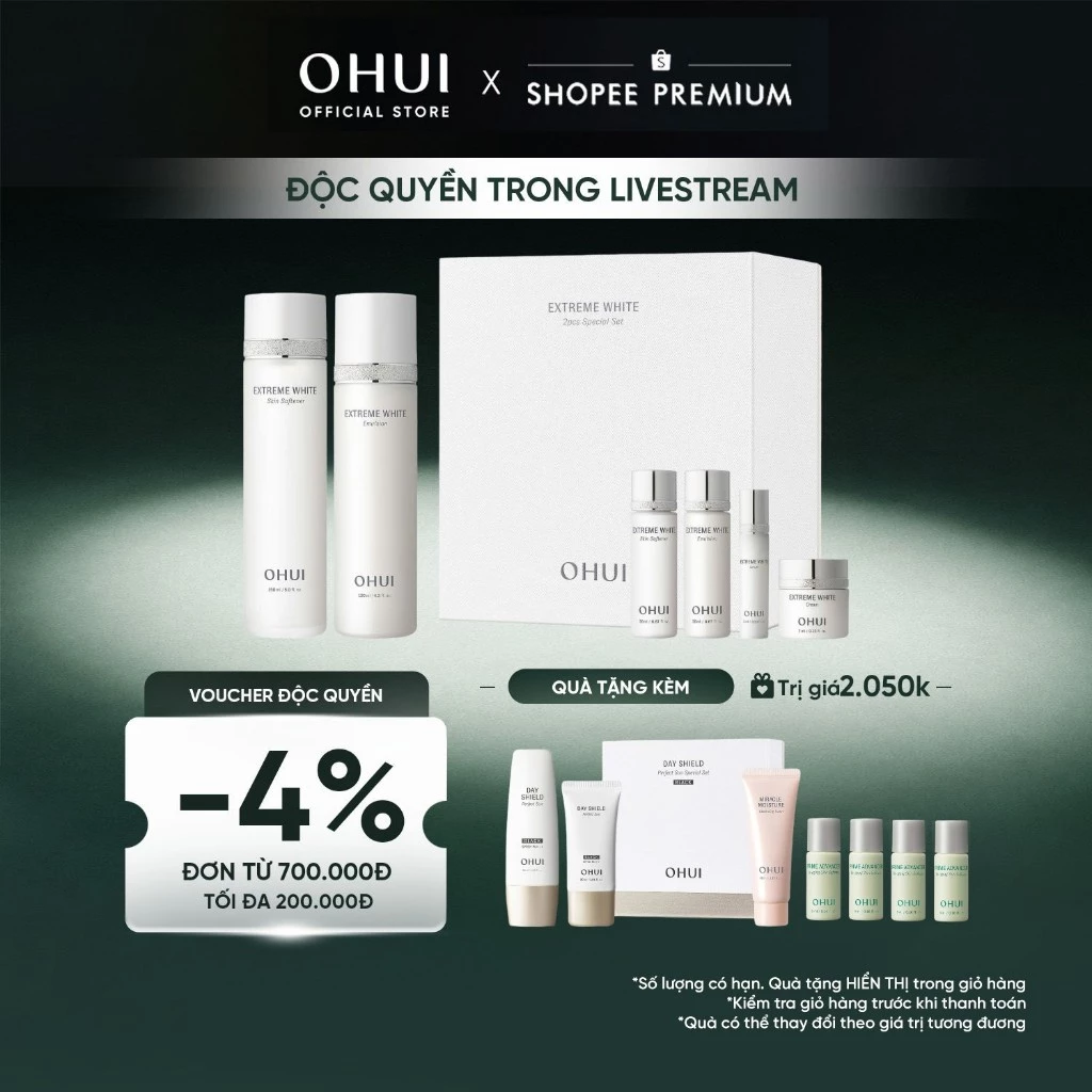 [KOL x OHUI]Bộ 6 món dưỡng trắng chuyên sâu toàn diện cao cấp OHUI Extreme White 6pcs 330ml