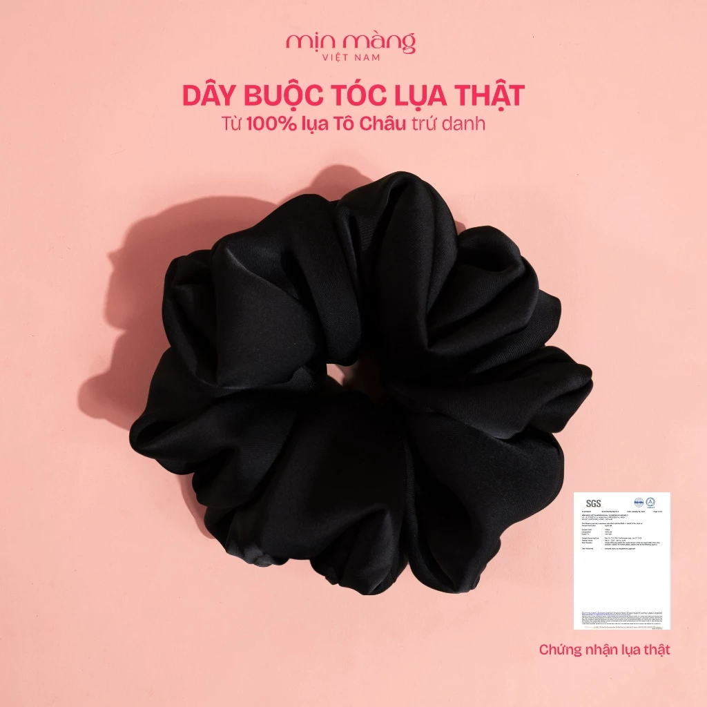 Scrunchies Dây Buộc Tóc Lụa Thật Cao Cấp MỊN MÀNG VIỆT NAM Giữ Nếp Tốt Co Giãn Không Gãy Rụng Tóc