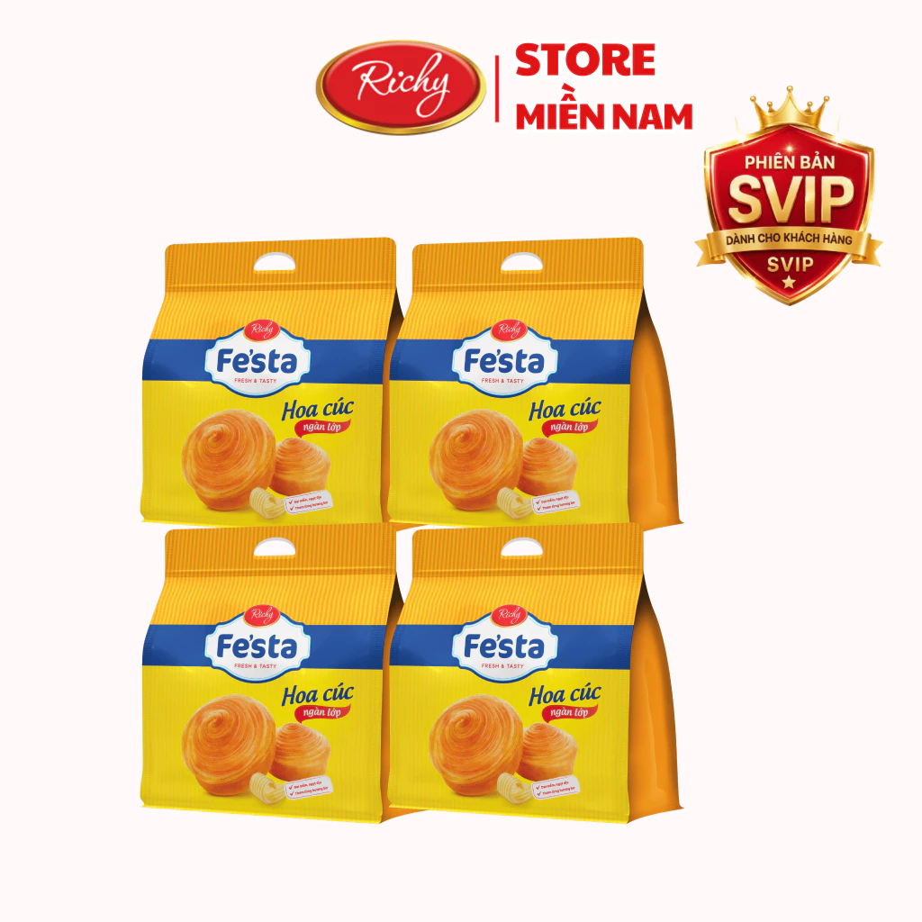 [SVIP]  Combo 4 Bịch Bánh Mì Hoa Cúc, Bịch 3 Bánh, Bánh mì ăn sáng Bánh kẹo Richy - HSD 35 ngày