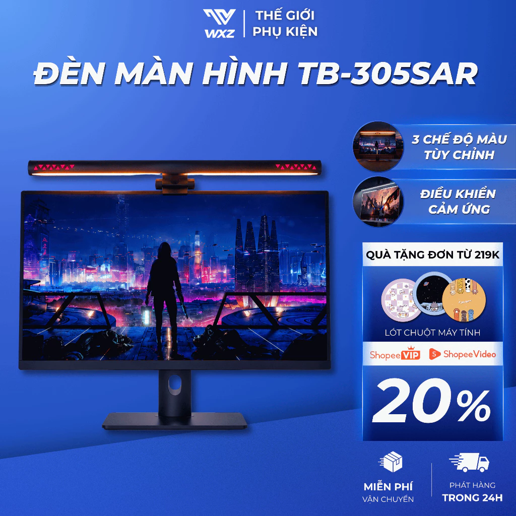 Đèn Màn Hình PC TB-305SAR 3 Chế Độ LED Bảo Vệ Mắt Đèn Treo Màn Hình Máy Tính Cảm Ứng Setup Gaming